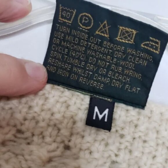 Carraig Donn Merino Wool Sweater Cardigan M Womens Fisherman Ireland Cable Knit - Picture 8 of 9